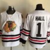 Blackhawks 1 Glenn Hall White CCM Throwback Men Jersey