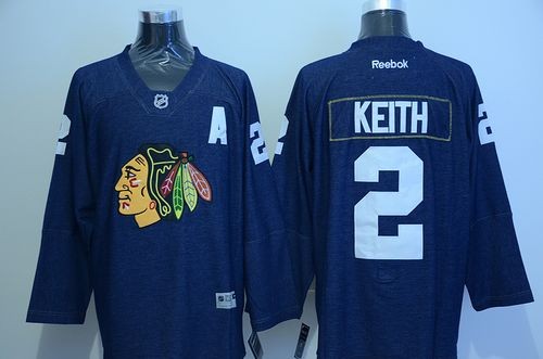 Blackhawks 2 Duncan Keith Navy Blue Denim Men Jersey