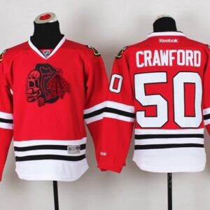 Blackhawks 50 Corey Crawford Red(Red Skull) Youth Jersey