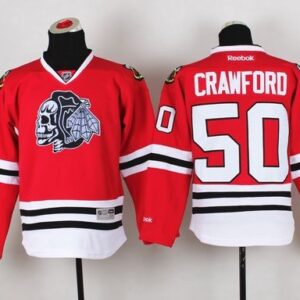 Blackhawks 50 Corey Crawford Red(White Skull) Youth Jersey