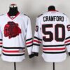 Blackhawks 50 Corey Crawford White(Red Skull) Men Jersey