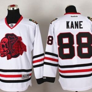 Blackhawks 88 Patrick Kane White(Red Skull) Men Jersey