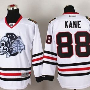Blackhawks 88 Patrick Kane White(White Skull) Men Jersey