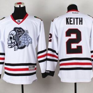 Blackhawks 2 Duncan Keith White(White Skull) Men Jersey
