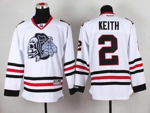 Blackhawks 2 Duncan Keith White(White Skull) Men Jersey