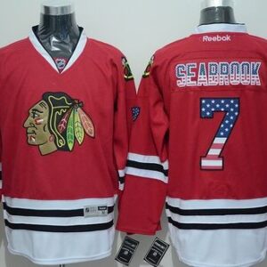 Blackhawks 7 Brent Seabrook Red USA Flag Fashion Men Jersey