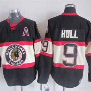 Blackhawks 9 Bobby Hull Black Third CCM Men Jersey