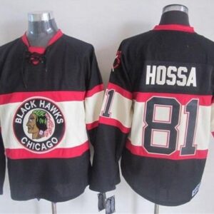 Blackhawks 81 Marian Hossa Black Third CCM Men Jersey