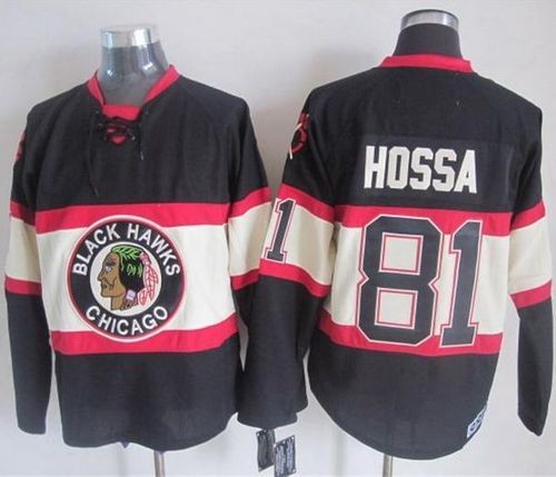 Blackhawks 81 Marian Hossa Black Third CCM Men Jersey