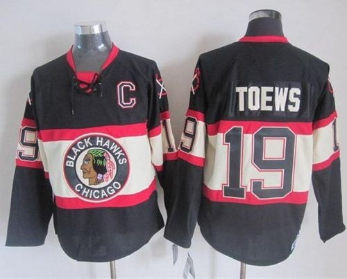 Blackhawks 19 Jonathan Toews Black Third CCM Men Jersey