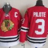 Blackhawks 3 Pierre Pilote Red CCM Throwback Men Jersey