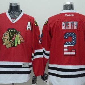 Blackhawks 2 Duncan Keith Red USA Flag Fashion Men Jersey