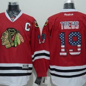 Blackhawks 19 Jonathan Toews Red USA Flag Fashion Men Jersey