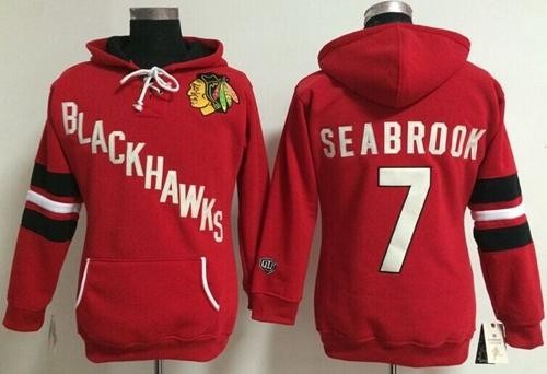 Blackhawks 7 Brent Seabrook Red Old Time Heidi Women Hoodie