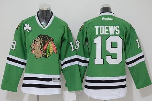Blackhawks 19 Jonathan Toews Green Youth Jersey