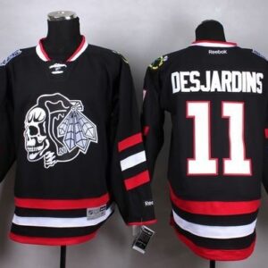 Blackhawks 11 Andrew Desjardins Black(White Skull) Men Jersey