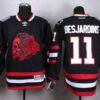Blackhawks 11 Andrew Desjardins Black(Red Skull) Men Jersey