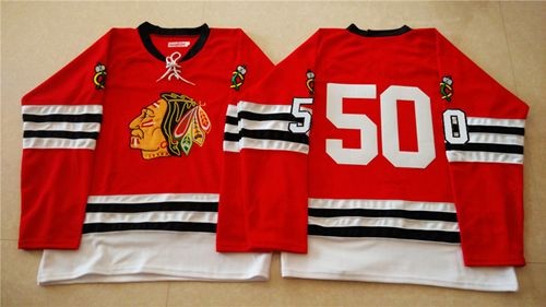 Blackhawks 50 Corey Crawford Red Mitchell And Ness 1960-61 Men Jersey