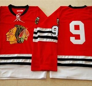 Blackhawks 9 Bobby Hull Red Mitchell And Ness 1960-61 Men Jersey