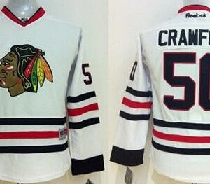 Blackhawks 50 Corey Crawford White Youth Jersey