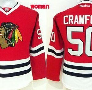 Blackhawks 50 Corey Crawford Red Home Women Jersey