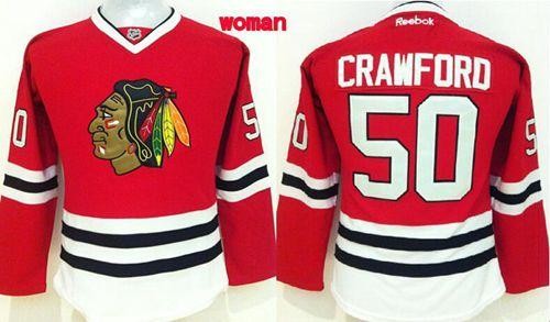 Blackhawks 50 Corey Crawford Red Home Women Jersey