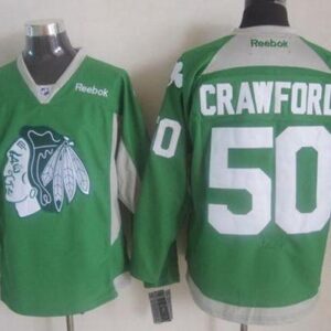Blackhawks 50 Corey Crawford Green Practice Men Jersey