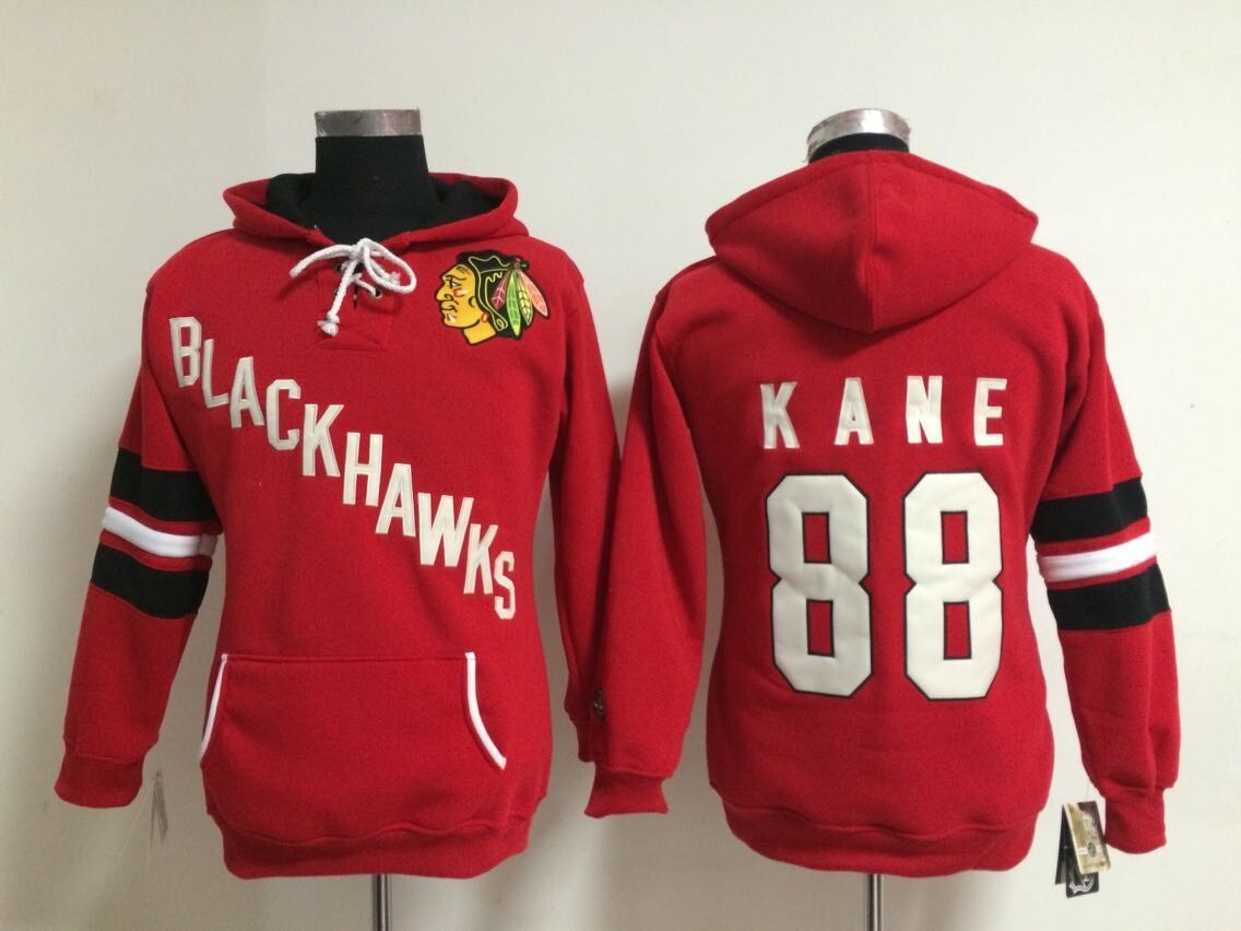 Blackhawks 88 Patrick Kane Red Old Time Heidi Women Hoodie