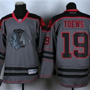 Blackhawks 19 Jonathan Toews Charcoal Cross Check Fashion Men Jersey