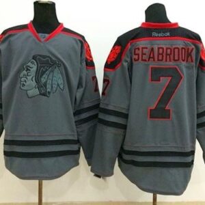 Blackhawks 7 Brent Seabrook Charcoal Cross Check Fashion Men Jersey