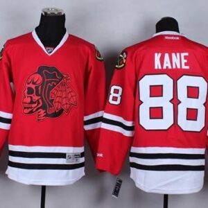 Blackhawks 88 Patrick Kane Red WithRed Skull Men Jersey