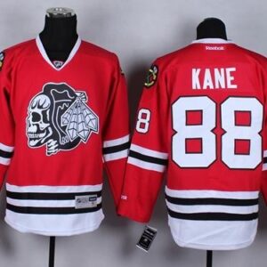 Blackhawks 88 Patrick Kane Red WithWhite Skull Men Jersey