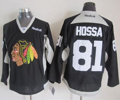Blackhawks 81 Marian Hossa Black Practice Men Jersey