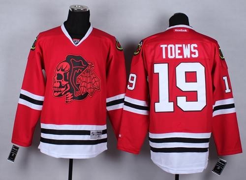 Blackhawks 19 Jonathan Toews Red Red Skull Men Jersey