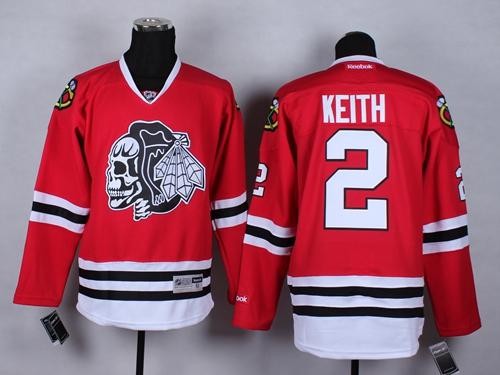 Blackhawks 2 Duncan Keith Red With White Skull Men Jersey