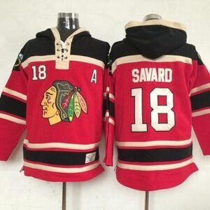 Blackhawks 18 Denis Savard Red With A Patch Men Sweatshirt