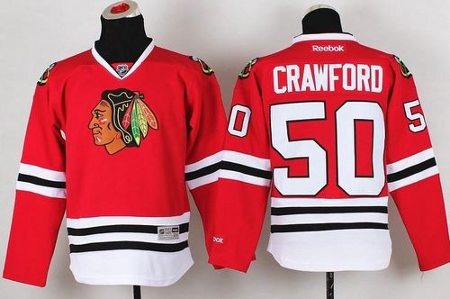 Blackhawks 50 Corey Crawford Red Reebok Youth Jersey