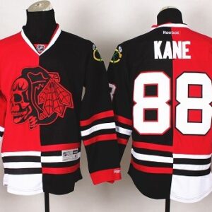Blackhawks 88 Patrick Kane Black Ice Split Red And Black Men Jersey