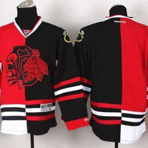 Blackhawks Blank New Black Ice Split Red And Black Men Jersey