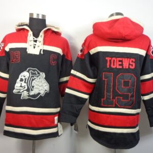 Blackhawks 19 Jonathan Toews Black Ice With C Patch Men Sweatshirt