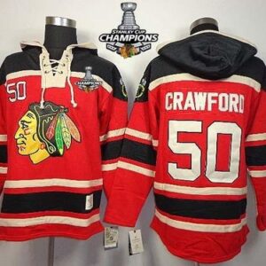 Blackhawks 50 Corey Crawford Red Men SweatshirtStanley Cup Champions Men Jersey
