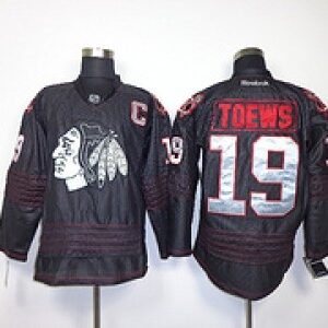 Blackhawks 19 Jonathan Toews Full Black With Patch C Men Jersey