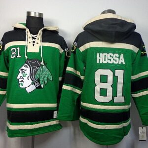 Blackhawks 81 Marian Hossa Green Men Sweatshirt