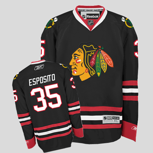Blackhawks 35 Tony Esposito Black Men Jersey