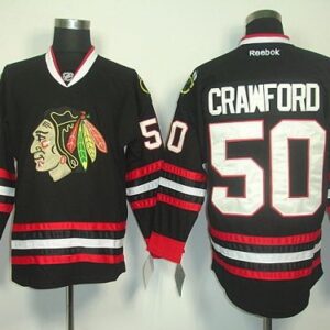 Blackhawks 50 Corey Crawford Black Men Jersey