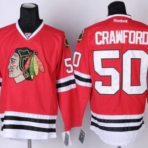 Blackhawks 50 Corey Crawford Red Men Jersey