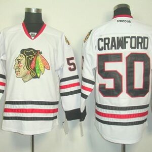 Blackhawks 50 Corey Crawford White Men Jersey