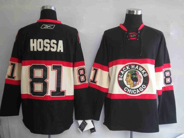 Blackhawks 81 Marian Hossa Black New Third Men Jersey