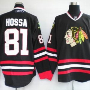 Blackhawks 81 Marian Hossa Black Men Jersey