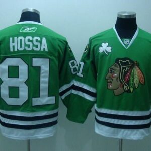Blackhawks 81 Marian Hossa Green Men Jersey